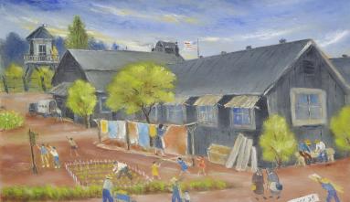 painting of barracks in camp